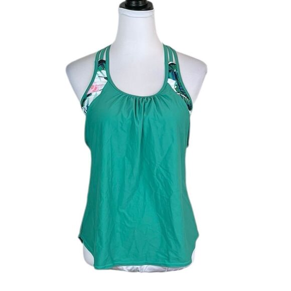 Green Relaxed Halter Swim Tank Top - Picture 1 of 5